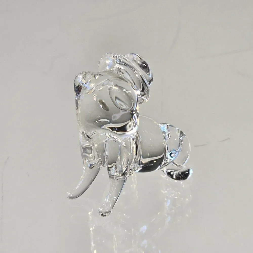 Miniature Art Glass Bulldog with a Bowler Hat Vintage Figurine Shadowbox Display